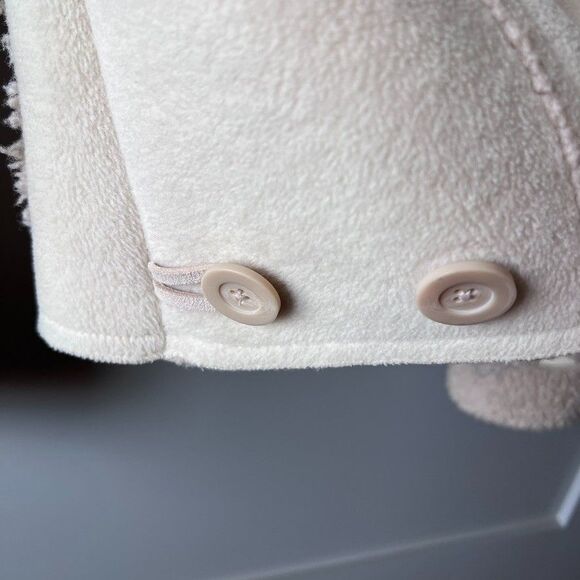 Old Navy Sherpa Fleece Jacket Women Large Beige Zip Buttons Pockets Cozy Winter - Picture 8 of 16